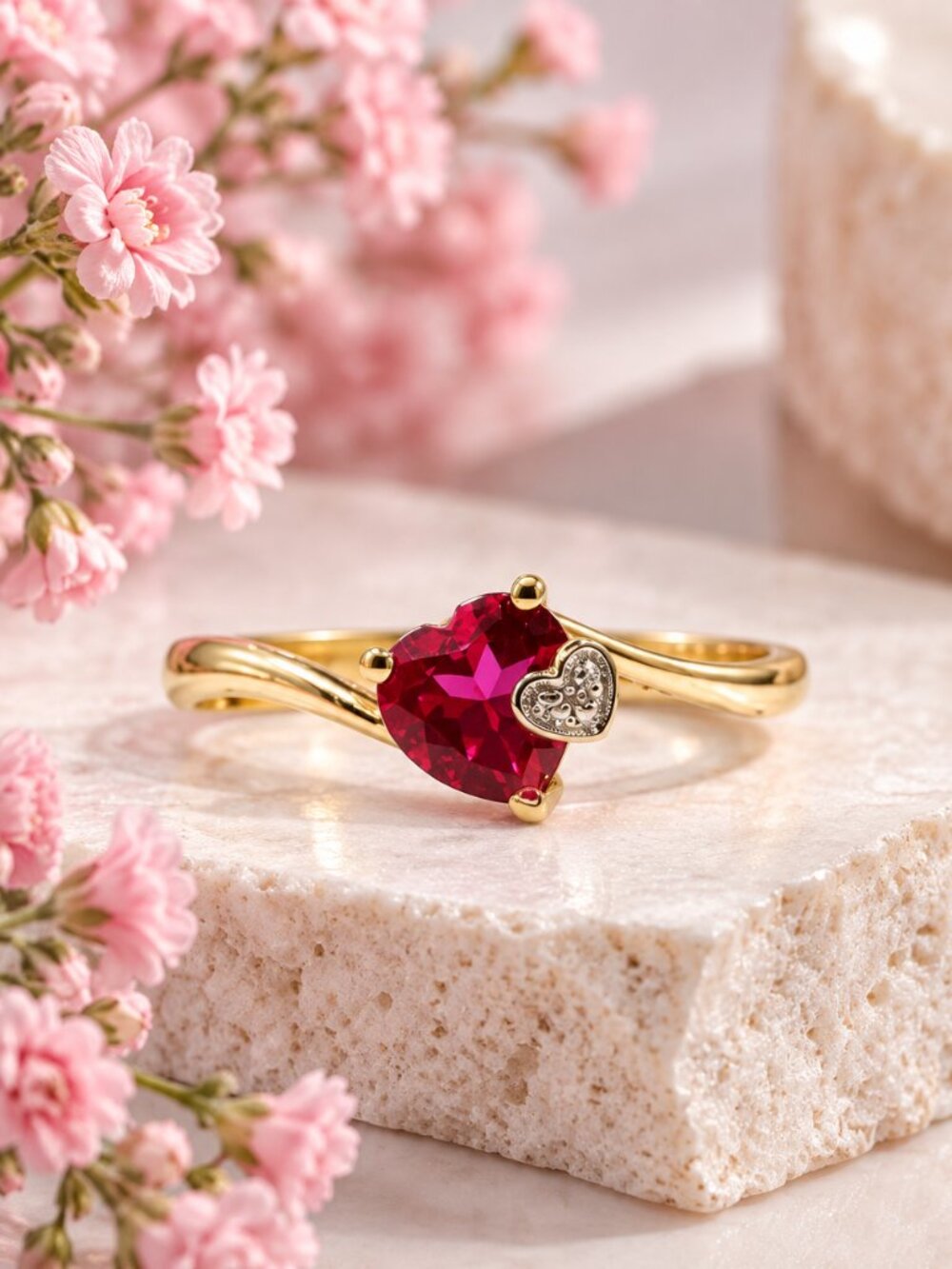 Heart Stone Silver Ring